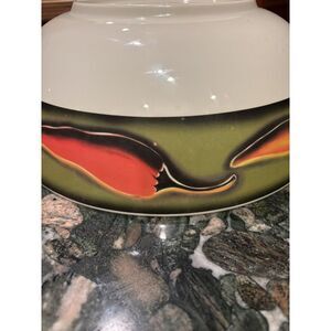 Clay Art Vintage 2004 Melamine White Salad Bowl With  Multi Chili Pepper Design